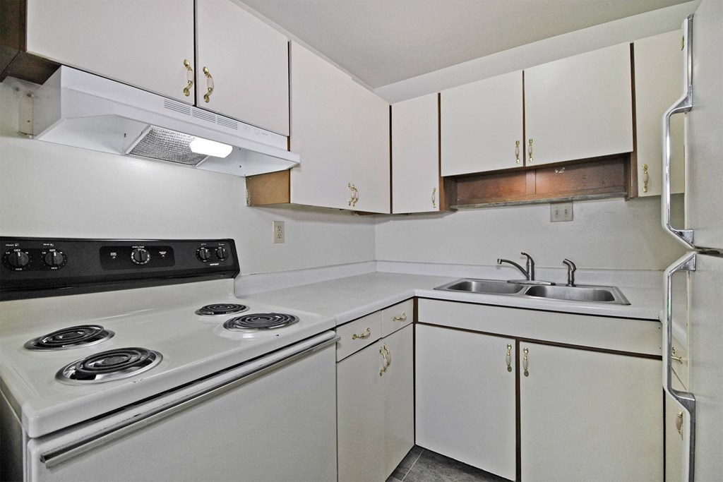 the preserve at ballantyne commons apartment kitchen with stove and sink