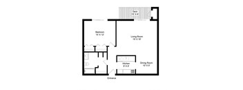 a floor plan of a house with a bedroom and a living room