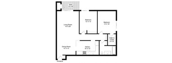 a floor plan of a house with a bedroom and a living room