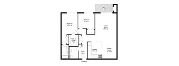 a floor plan of a house with a bedroom and a living room
