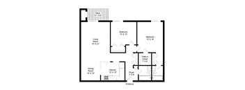 a floor plan of a house with a bedroom and a living room