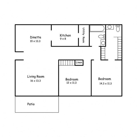 a floor plan of a house with bedrooms and a living room