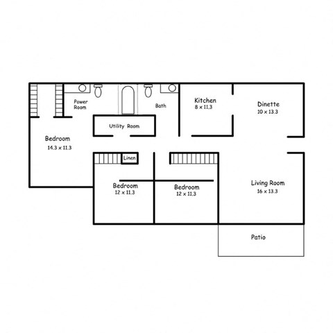 a floor plan of a house with bedrooms and baths
