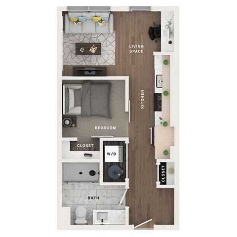 1 bed 1 bath apartment floor plan
