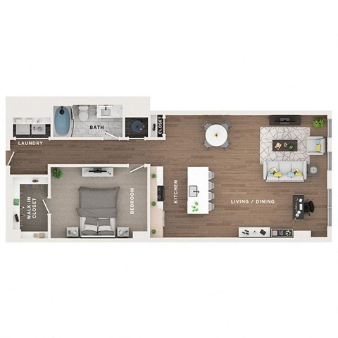 1 bed 1 bath apartment floor plan
