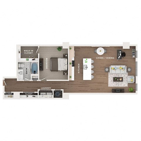 1 bed 1 bath apartment floor plan