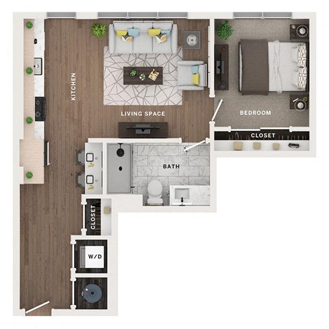 1 bed 1 bath apartment floor plan