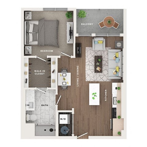 1 bed 1 bath apartment floor plan