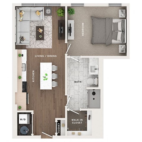 1 bed 1 bath apartment floor plan