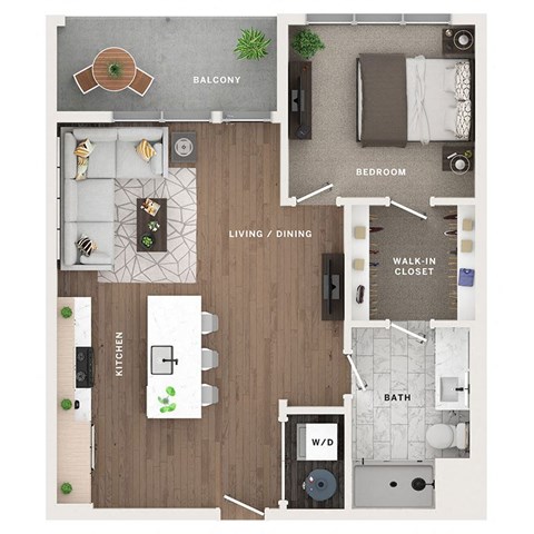 1 bed 1 bath apartment floor plan