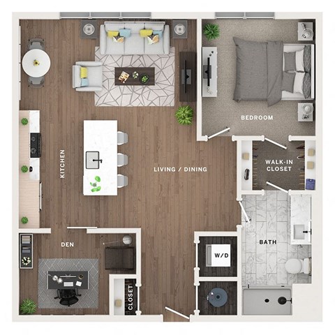 1 bed 1 bath apartment floor plan
