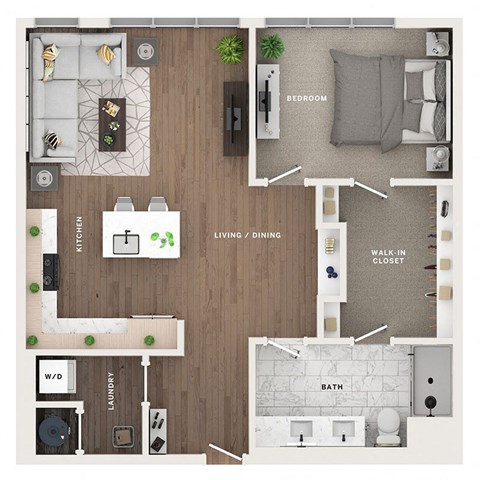 1 bed 1 bath apartment floor plan