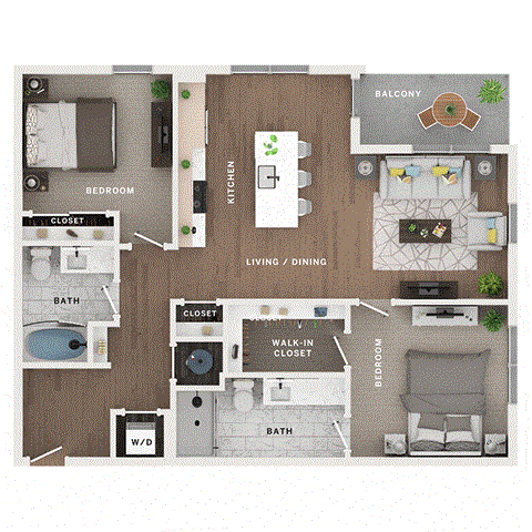 1 bed 1 bath apartment floor plan