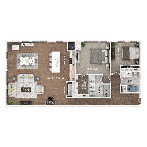 a floor plan of a house with a bedroom and a living room