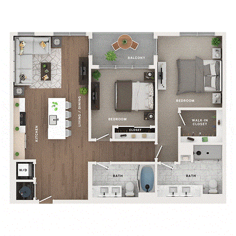 2 bed 2 bath apartment floor plan