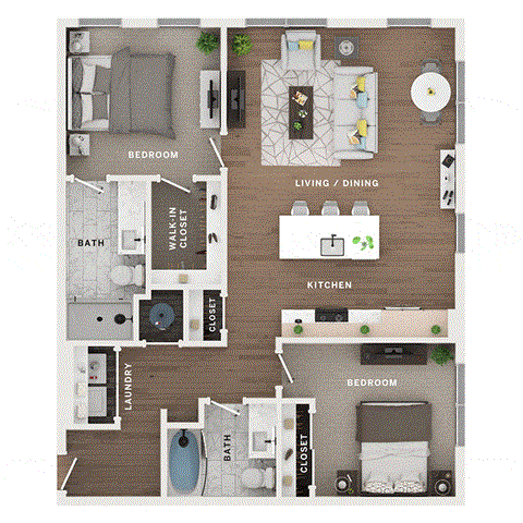 2 bed 2 bath apartment floor plan