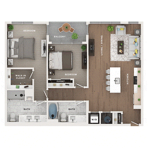 2 bed 2 bath apartment floor plan