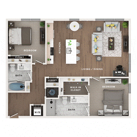 2 bed 2 bath apartment floor plan