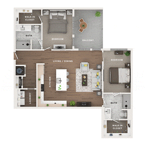 2 bed 2 bath apartment floor plan