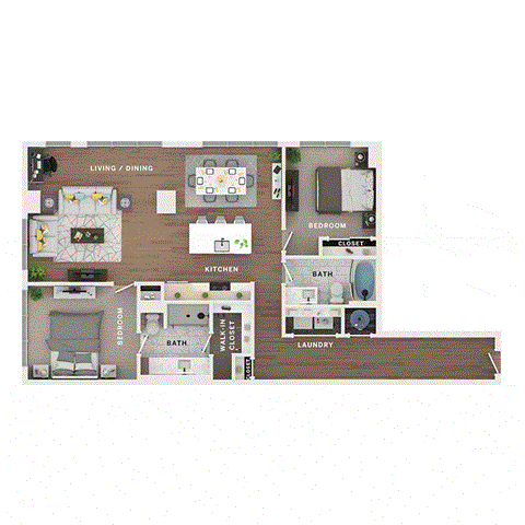 2 bed 2 bath apartment floor plan