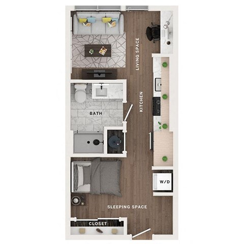 a floor plan of a house with a bedroom and a living room