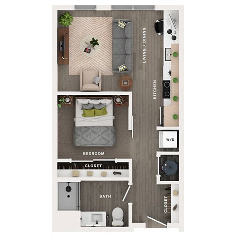 1 bed 1 bath apartment floor plan