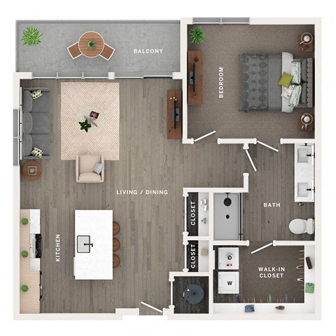 1 bed 1 bath apartment floor plan