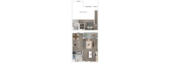 1 bed 2 bath apartment floor plan