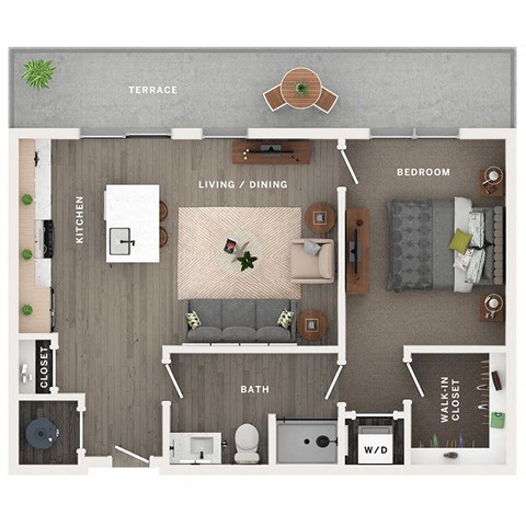 1 bed 1 bath apartment floor plan