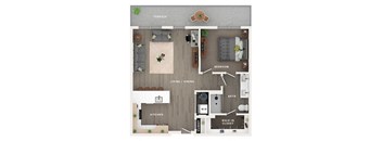 1 bed 1 bath apartment floor plan
