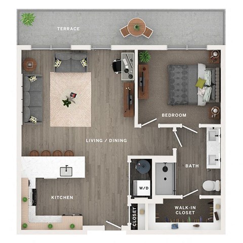 1 bed 1 bath apartment floor plan