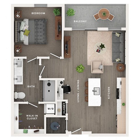 1 bed 1 bath apartment floor plan