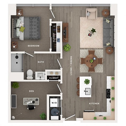 1 bed 1 bath apartment floor plan