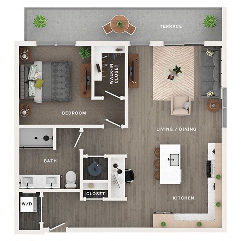 1 bed 1 bath apartment floor plan
