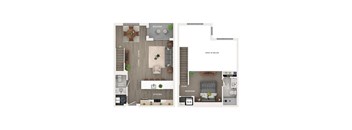 1 bed 1.5 bath apartment floor plan