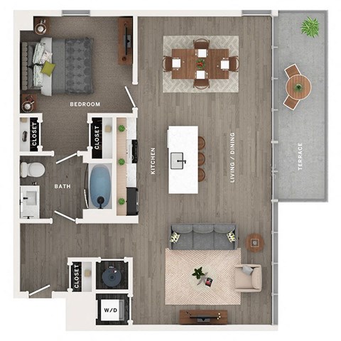 1 bed 1 bath apartment floor plan