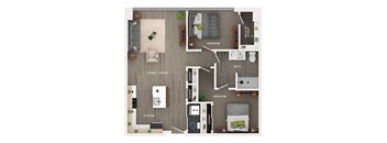 2 bed 1 bath apartment floor plan