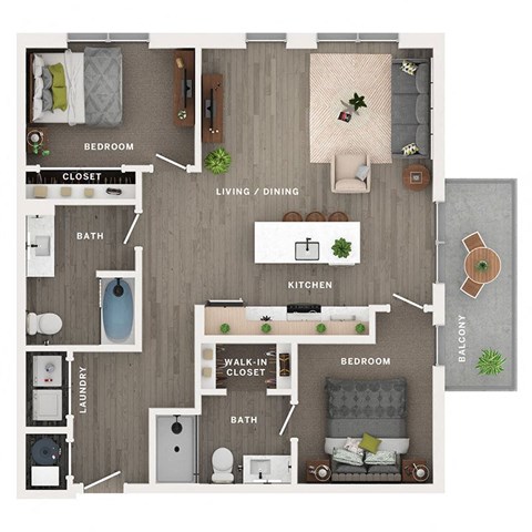 2 bed 2 bath apartment floor plan