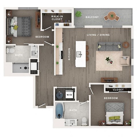 2 bed 2 bath apartment floor plan