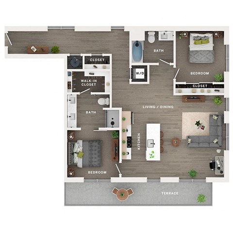 2 bed 2 bath apartment floor plan