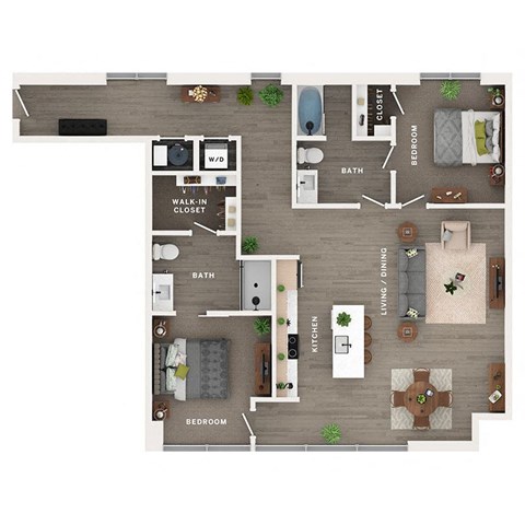 2 bed 2 bath apartment floor plan