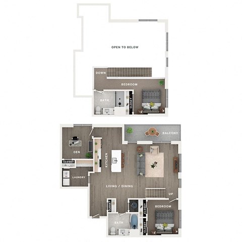 2 bed 2 bath apartment floor plan