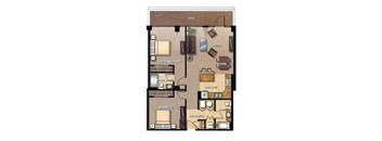 A floor plan of a house with labeled rooms such as bedroom, kitchen, and dining room.