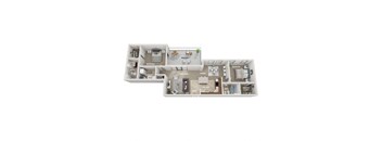 A diagram of a house layout with labeled rooms.