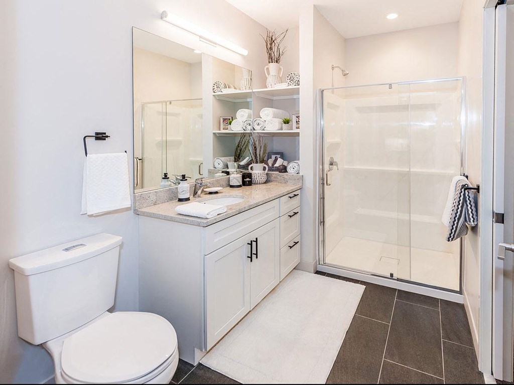A white toilet is next to a sink in a bathroom.