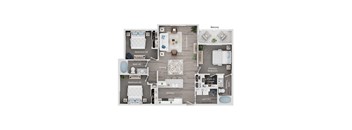 3 bed 2 bath apartment floor plan