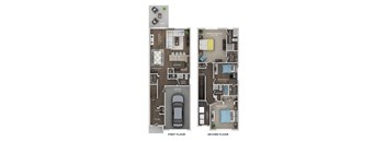floor plan of a 3 bed 2.5 bath townhome