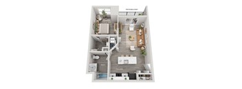 Lincoln Station Rowhomes _ A1 Floor Plan _ 1 Bedroom Apartment