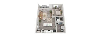 Lincoln Station Rowhomes _ A2 Floor Plan _ 1 Bedroom Apartment