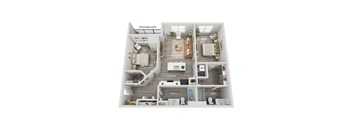 Lincoln Station Rowhomes _ C1 Floor Plan _ 2 Bedroom Apartment